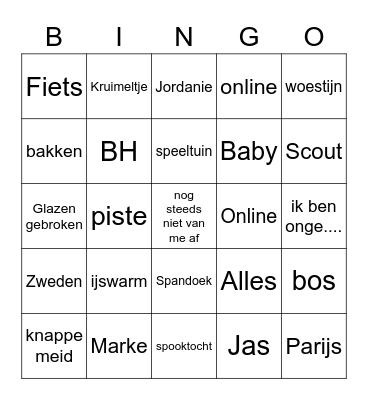 Fuifje Bingo Card