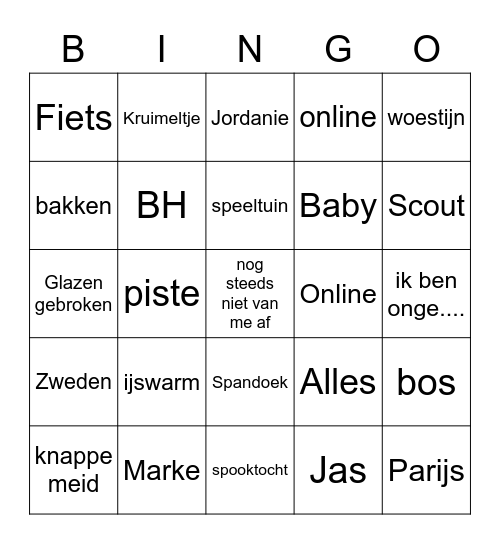 Fuifje Bingo Card