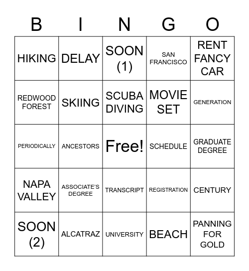 ASLdeafined.com (California / Time-5 / College-1) Bingo Card