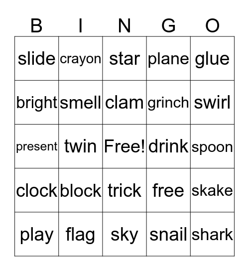Beginning Blends Bingo Card