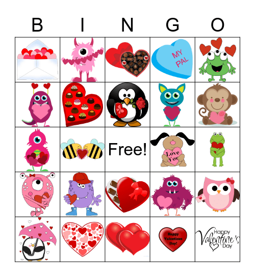 Happy Valentine's Day Bingo Card