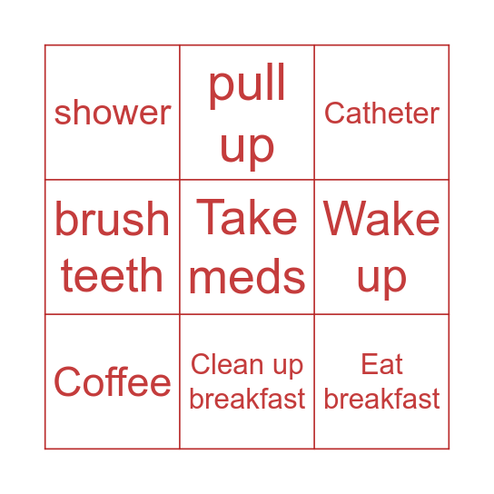 Morning Routine Bingo Card