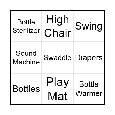 Baby Shower Bingo! Bingo Card
