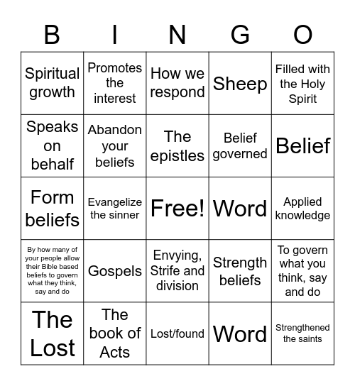 Spiritual Growth Bingo Card