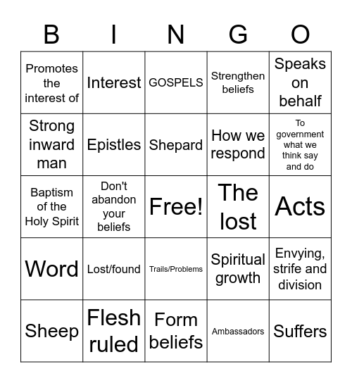 Spiritual Growth Bingo Card