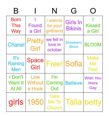 GAY MUSIC ! Bingo Card