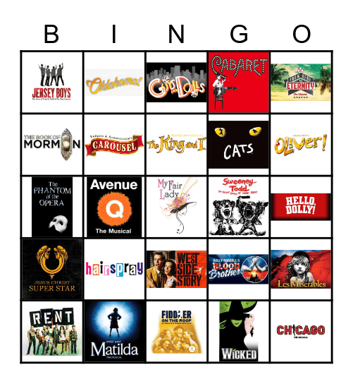 MUSICALS Bingo Card
