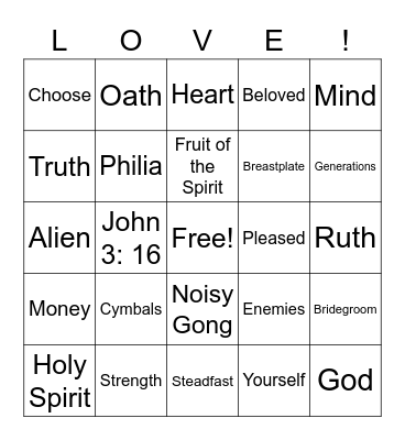 WPC Love Bingo Card