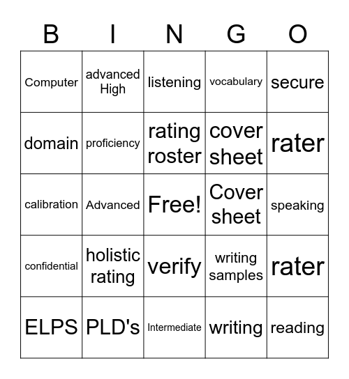 TELPAS Bingo Card