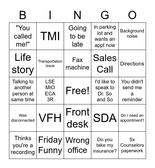 Live Bingo Card
