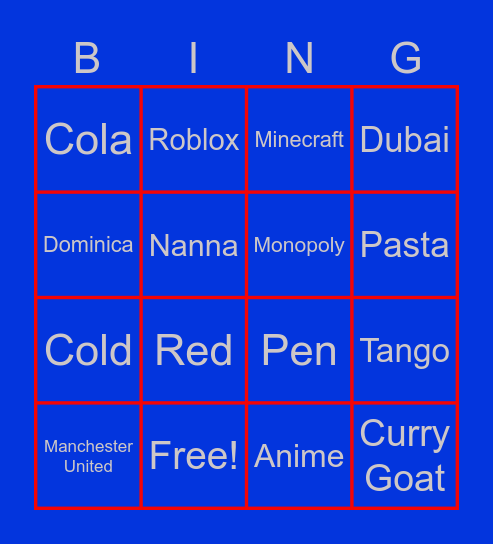Demanuel's Roblox Birthday Bingo Card