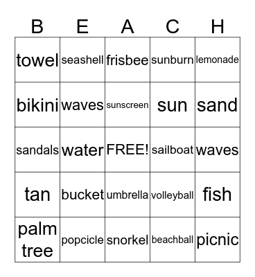 Winter Beach Party! Bingo Card