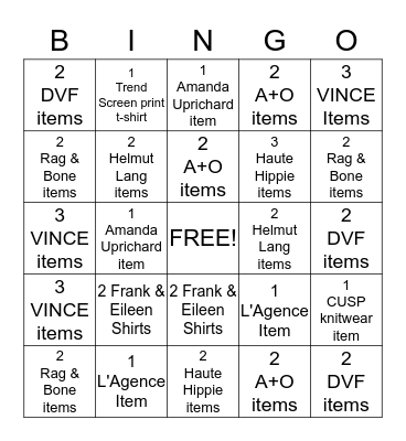 CUSP End of Season BINGO Card