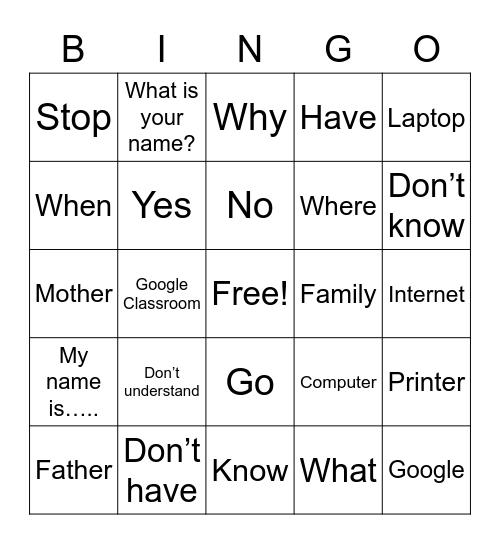 Week 1 Signs Bingo Card