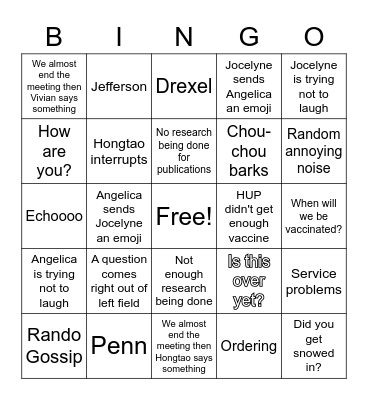 Greene Lab Bingo Card