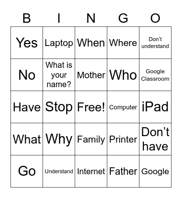 Week 1 Signs Bingo Card