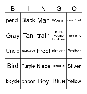 Week 2 Signs Bingo Card