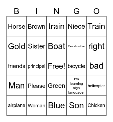 Week 2 Signs Bingo Card