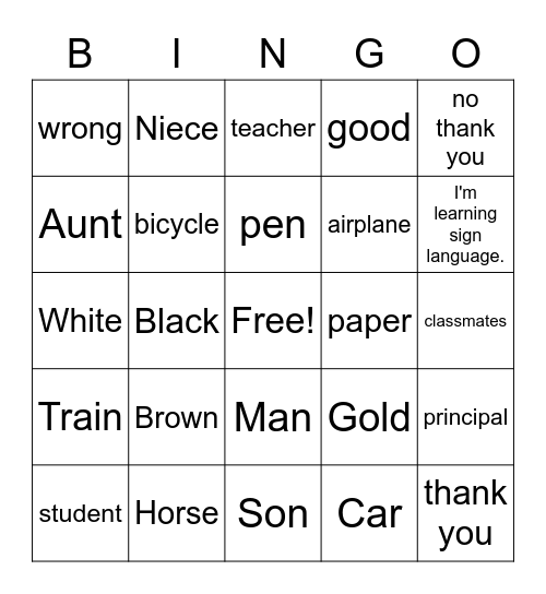 Week 2 Signs Bingo Card