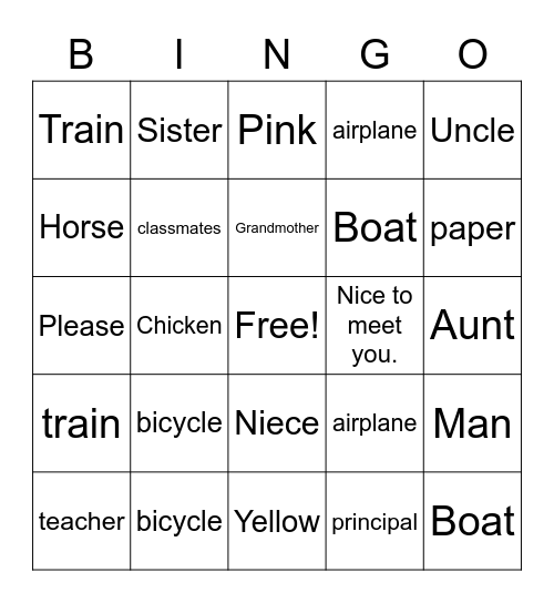 Week 2 Signs Bingo Card