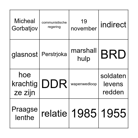 GESCHIEDENIS Bingo Card