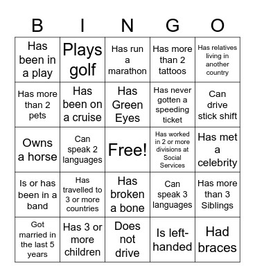 Find Someone Who Bingo Card