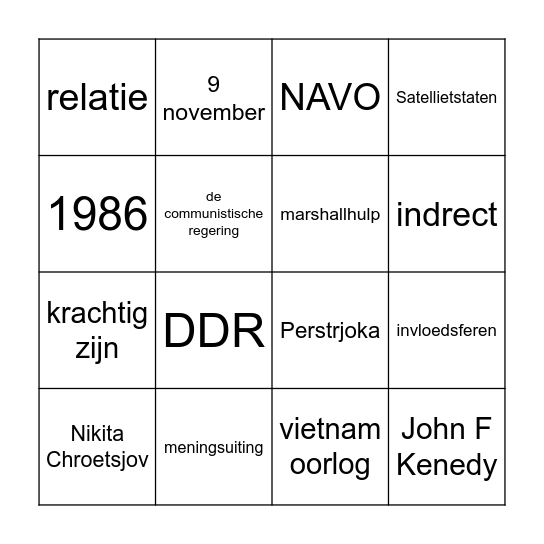 GESCHIEDENIS Bingo Card