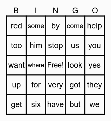 Sight Words February 2021 Bingo Card