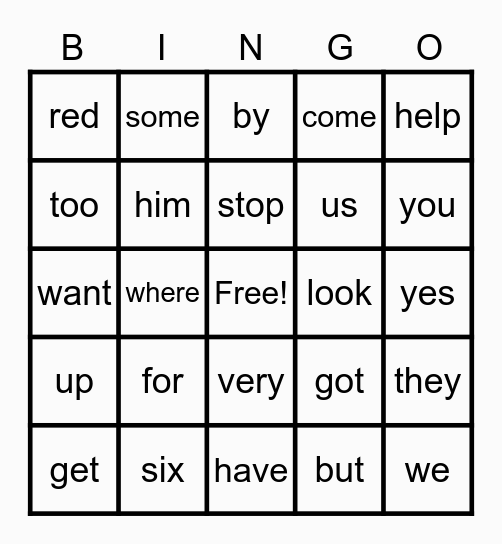Sight Words February 2021 Bingo Card