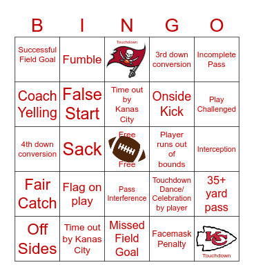 SuperBowl LV Bingo Card