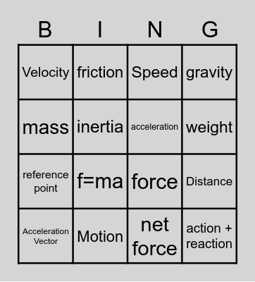 Motion Bingo Card