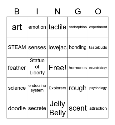 Art & Science of Love Bingo Card