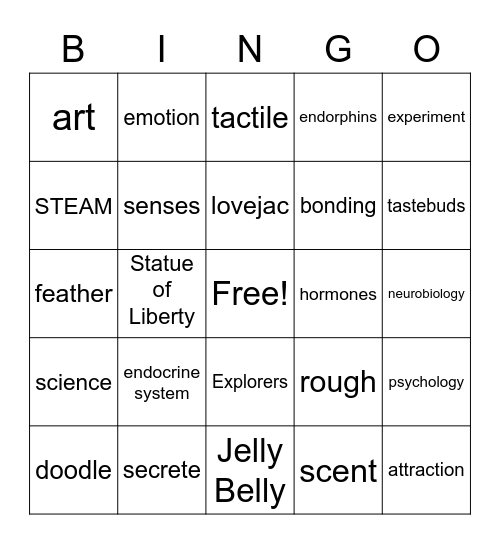 Art & Science of Love Bingo Card