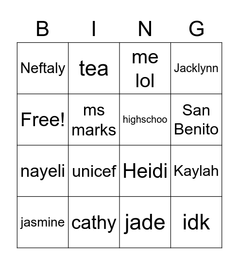 Unicef x Feminist Bingo Card