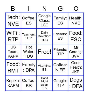 UPPER SCHOOL GRATITUDE Bingo Card
