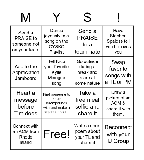 Mid Year Summit BINGO Card