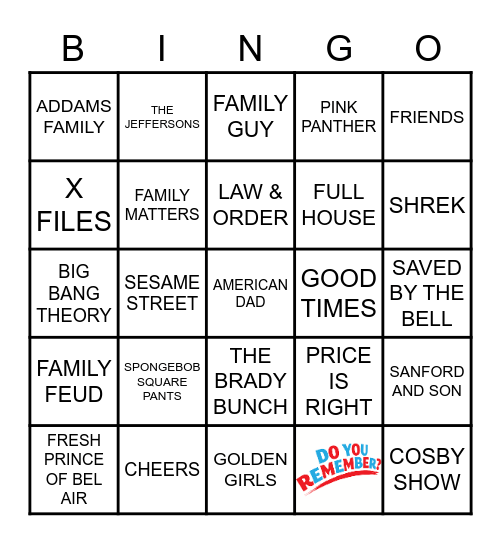 DO YOU REMEMBER   1 Bingo Card