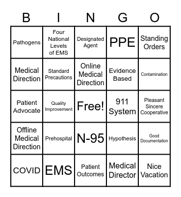 EMT BINGO CH 1 Bingo Card