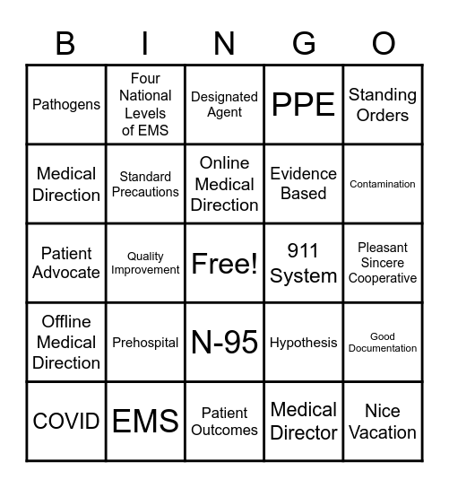 EMT BINGO CH 1 Bingo Card