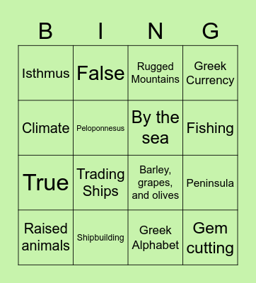Geography of the Mediterranean Bingo Card