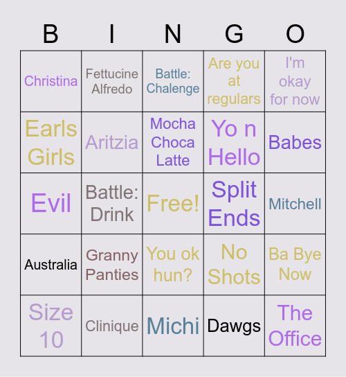 I am not ok hun Bingo Card