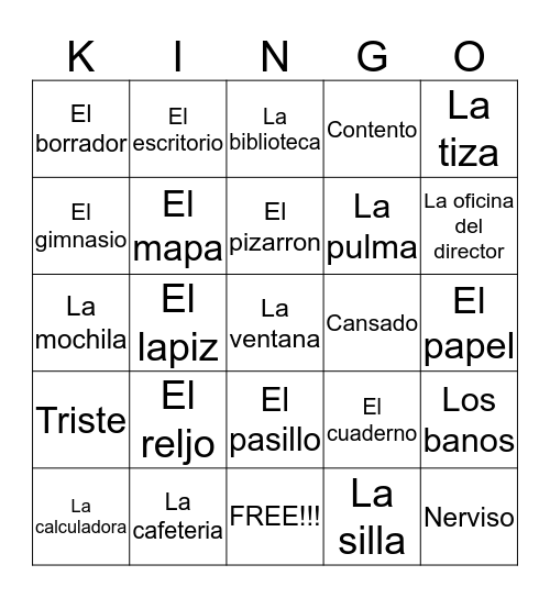 Unit 2 Bingo Card