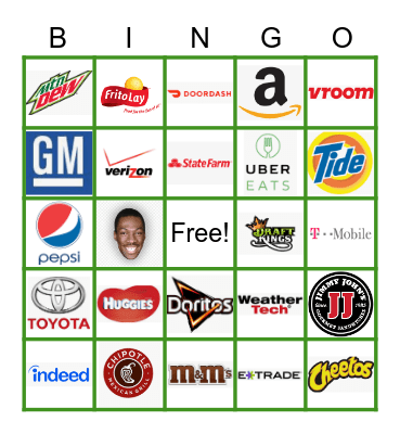 SUPERBOWL LV 2021 Bingo Card