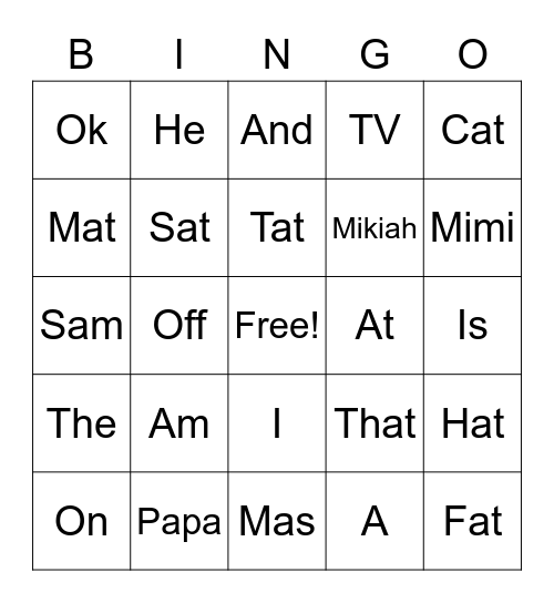 Untitled Bingo Card