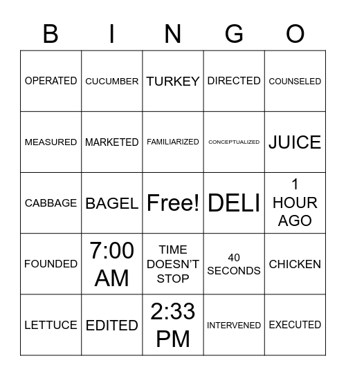 ASLdeafined.com (Verb-14 / Deli / Time-7) Bingo Card