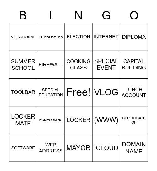 ASLdeafined.com (School-2 / Internet / State government) Bingo Card