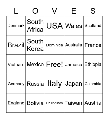 Valentine's Day Bingo Card