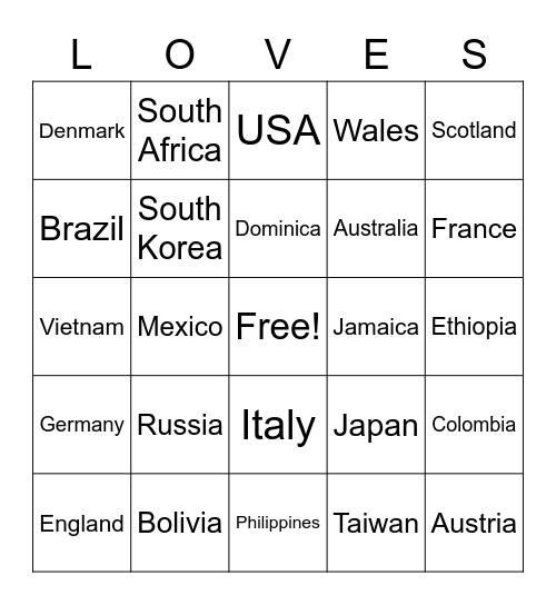 Valentine's Day Bingo Card