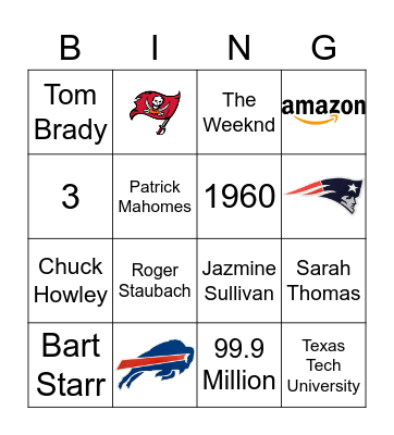 BSI Super Bowl Bingo Card