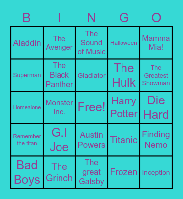 Movies Bingo Card